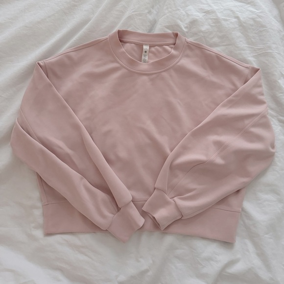 Lululemon Perfectly Oversized Cropped Crew *Softstreme Pink Mist size 4 SOLD OUT - Picture 5 of 7